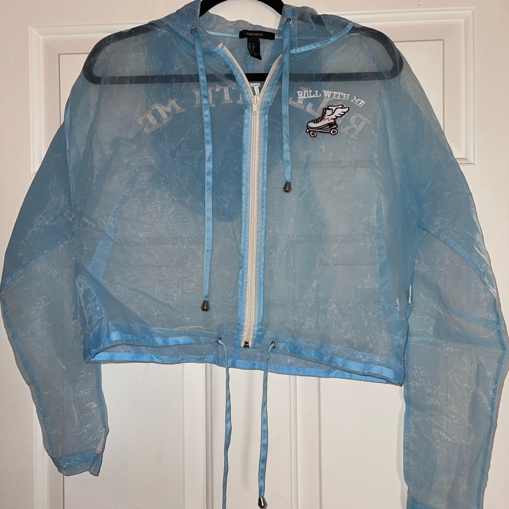 Light Blue Sheer Jacket with Roller Skate Patch